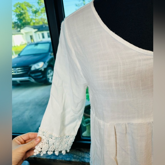 Umgee Ivory Tunic Cotton Blend Crochet Lace Trim Size Medium. - Picture 4 of 10